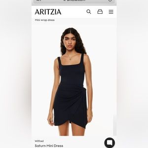 Wilfred Saturn Mini Dress, Black, faux (half) wrap dress